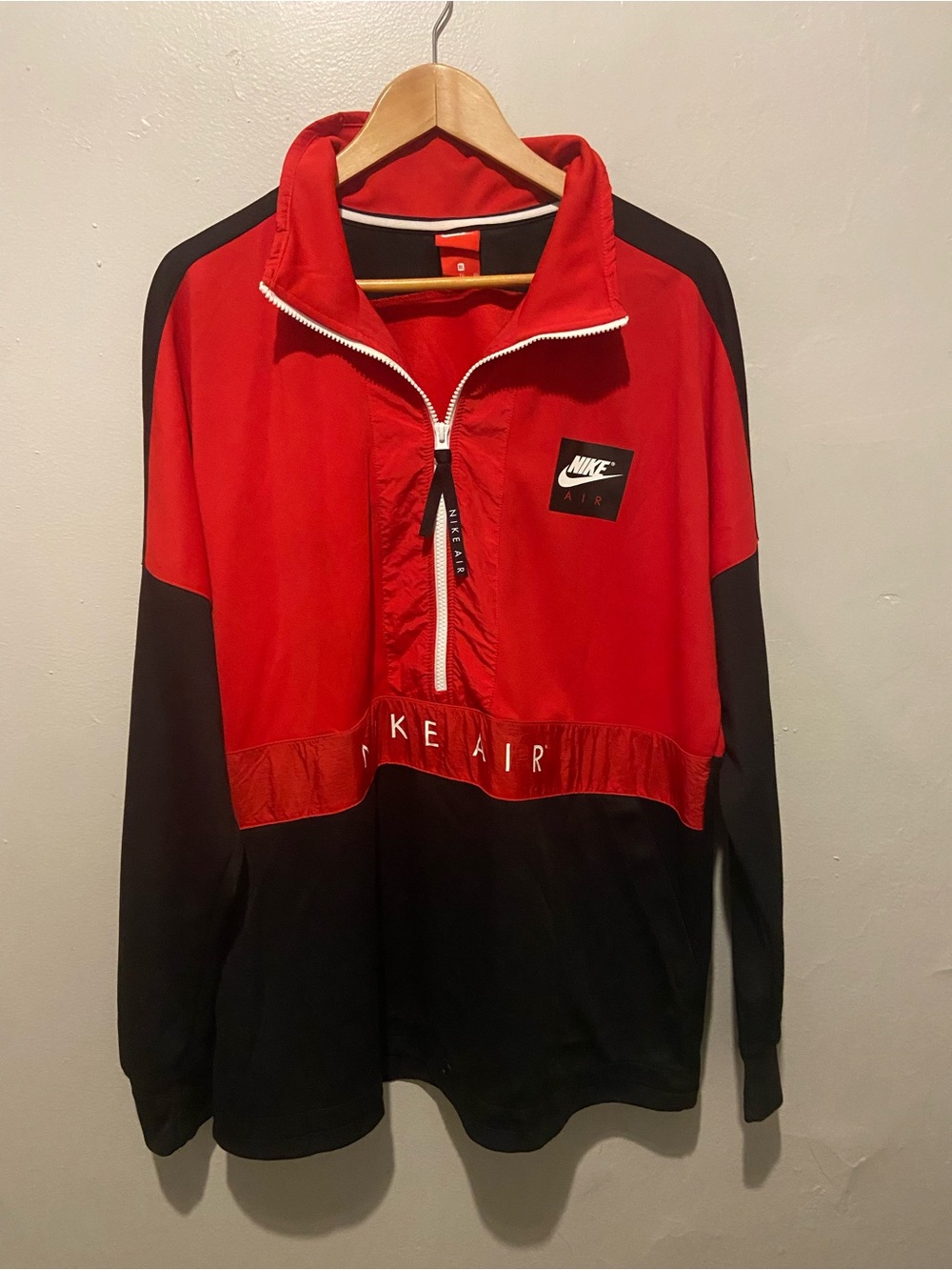 Nike Red and Black Nike Air Half-Zip Varsity Jacket